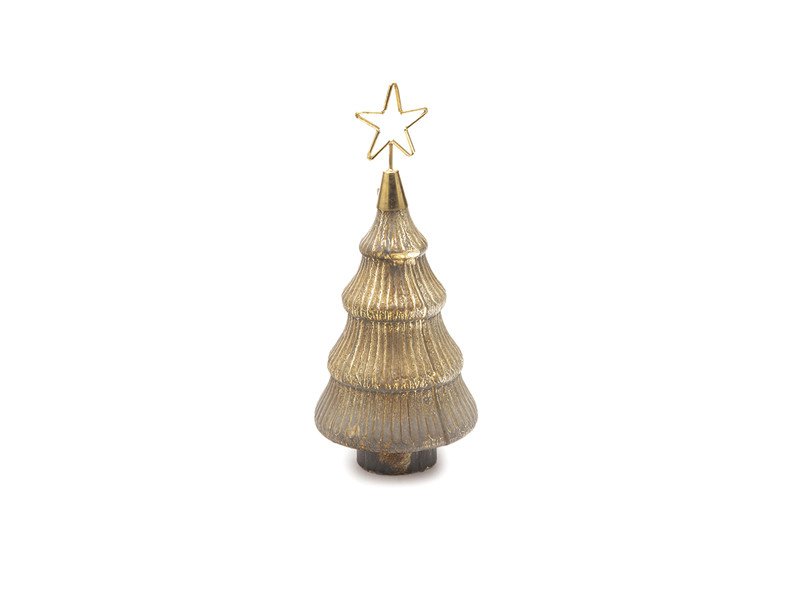 Albero vetro con puntale metal star cm 17x39 light bronze - b7328