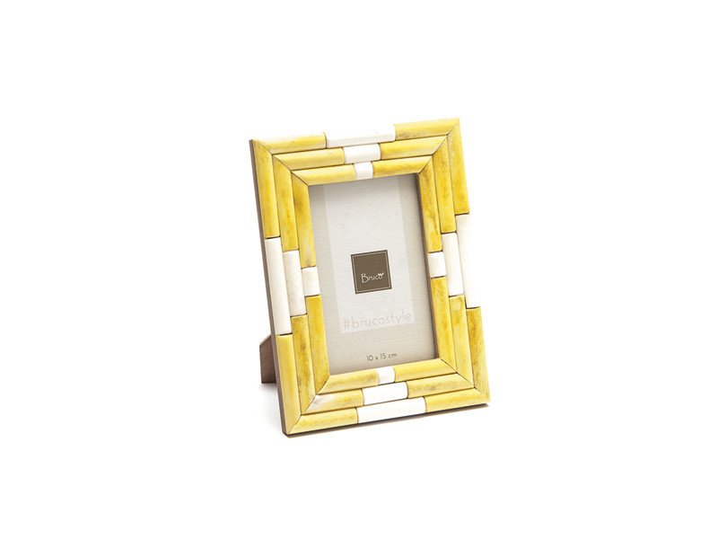 Portafoto bones pipe cm 17x22 bianco/giallo - b7450