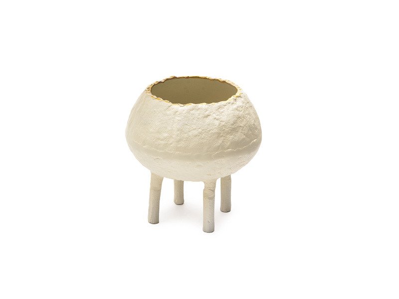Caspo' alluminio con 3 piedi e bordo oro cm 18x17 bianco - b7611