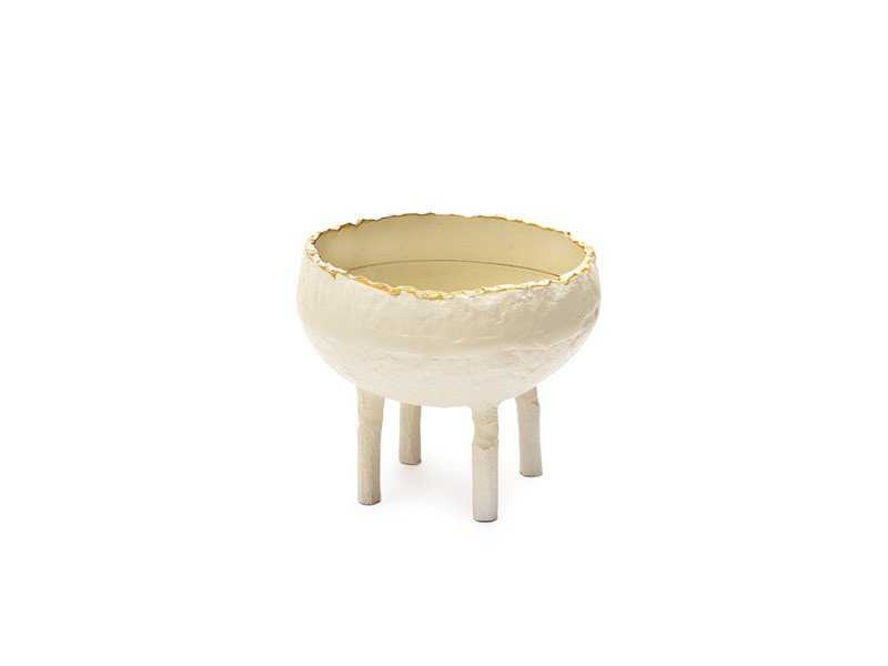 Caspo' alluminio con 3 piedi e bordo oro cm 17x15 bianco - b7612 Caspo' alluminio con 3 piedi e bordo oro cm 17x15 bianco - b7612