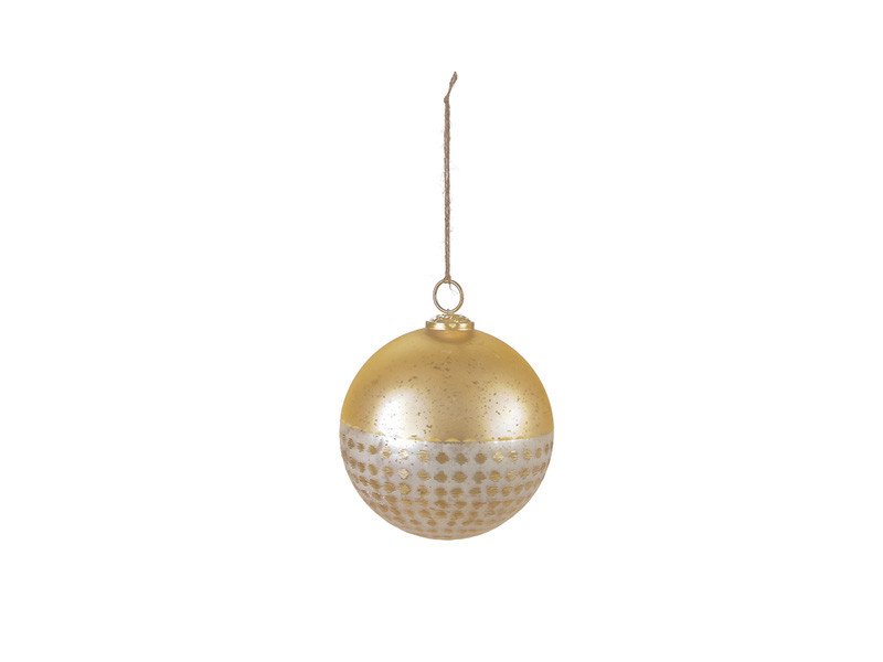 Decorazione sfera vetro mercury d15 oro e bianco - b7715