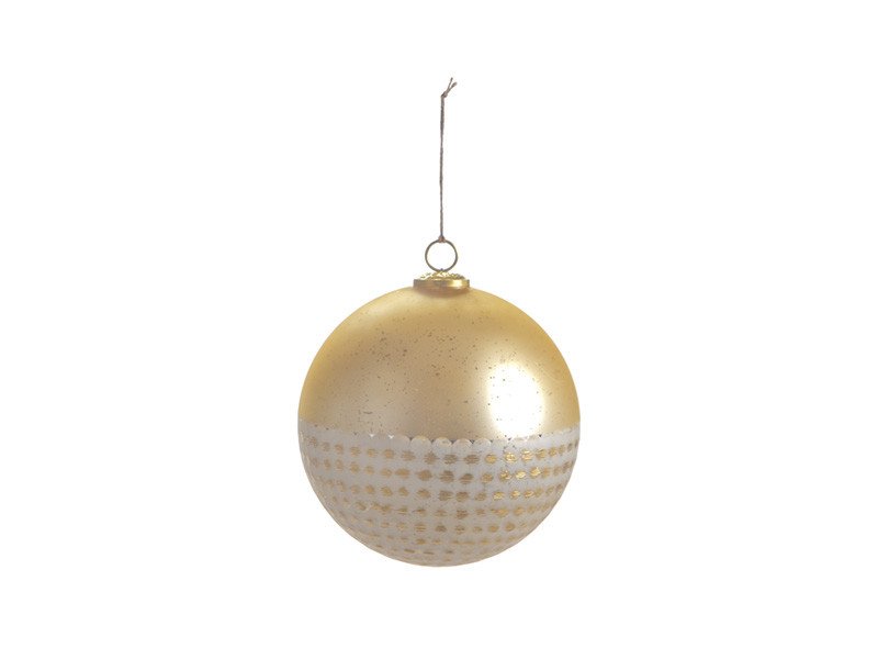 Decorazione sfera vetro mercury d20 oro e bianco - b7716