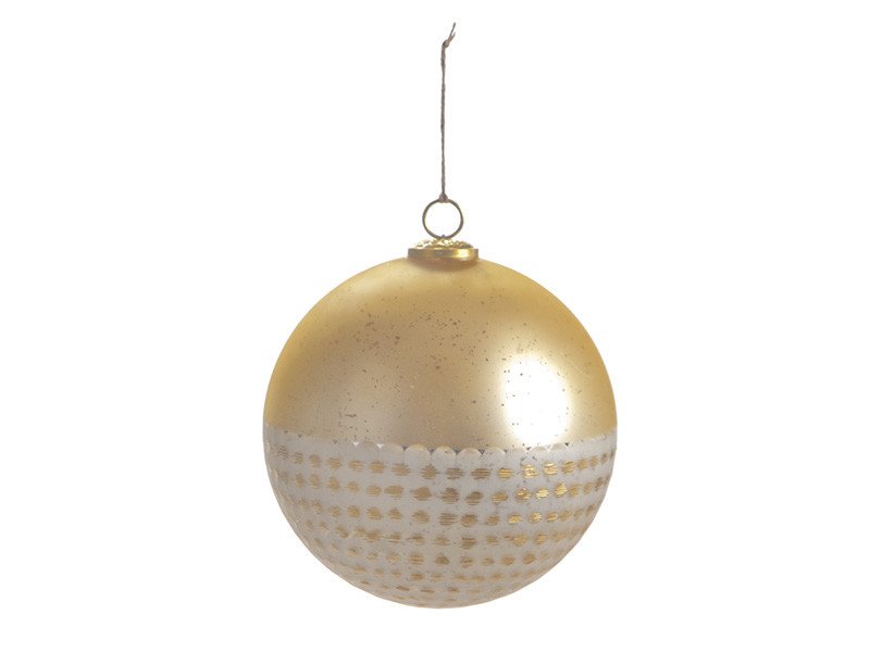 Decorazione sfera vetro mercury d25 oro e bianco - b7717