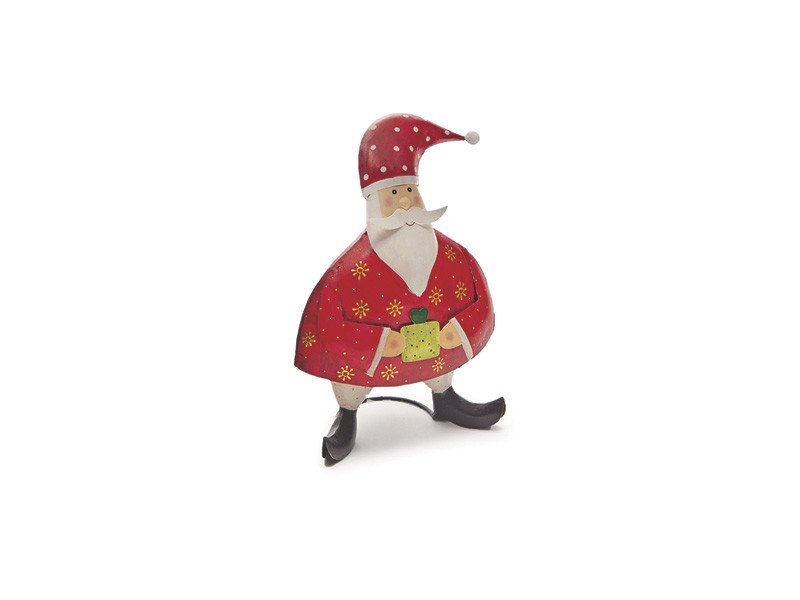 Babbo metal con pacco cm26x17x37 dipinto a mano rosso - b7757 Babbo metal con pacco cm26x17x37 dipinto a mano rosso - b7757