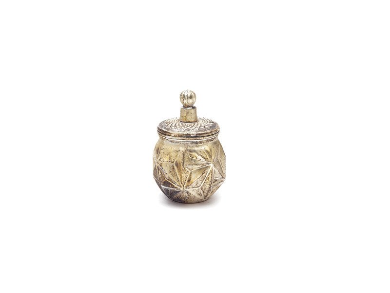 Barattolo vetro con candela cm9x14 antique gold - b7780 Barattolo vetro con candela cm9x14 antique gold - b7780