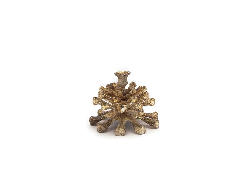 Porta candela alluminio pigna cm25x19 champagne gold - b7821