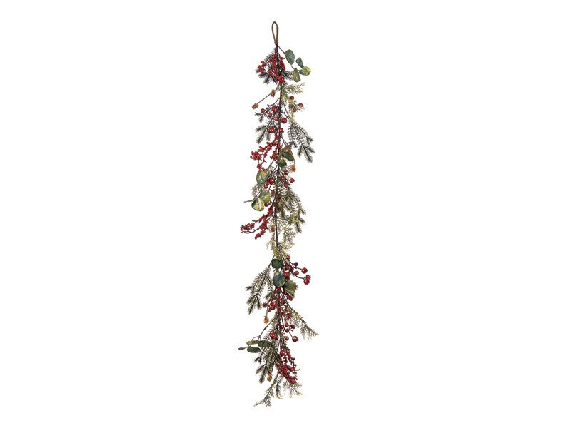 Garland pino bacche eucaliptus  lunghezza cm150 colori verde/oro/rosso - b7868