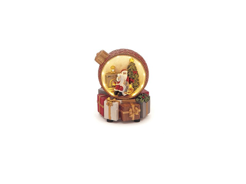 Villaggio in sfera resina musicale con luci a batteria cm15x14x16 - b7935
