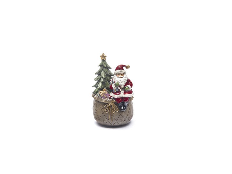 Babbo resina con albero su sacco carillon cm14x11x21 - b7975