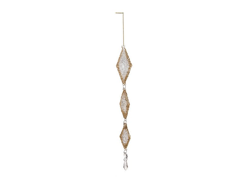 Pendente vetro con perline diamond cm4x3x35 oro - b7995