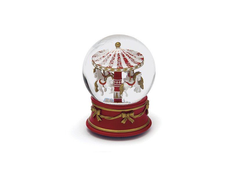 Snowball con carillon resina giostra cm12x16 colore rosso oro - b8004