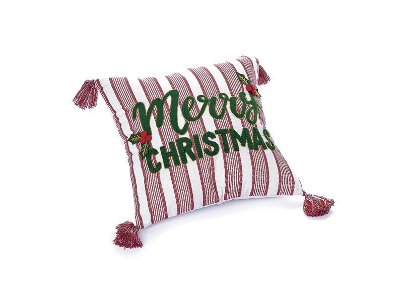 Cuscino merry christmas cm50x50 Con nappe bianco rosso verde - b8334