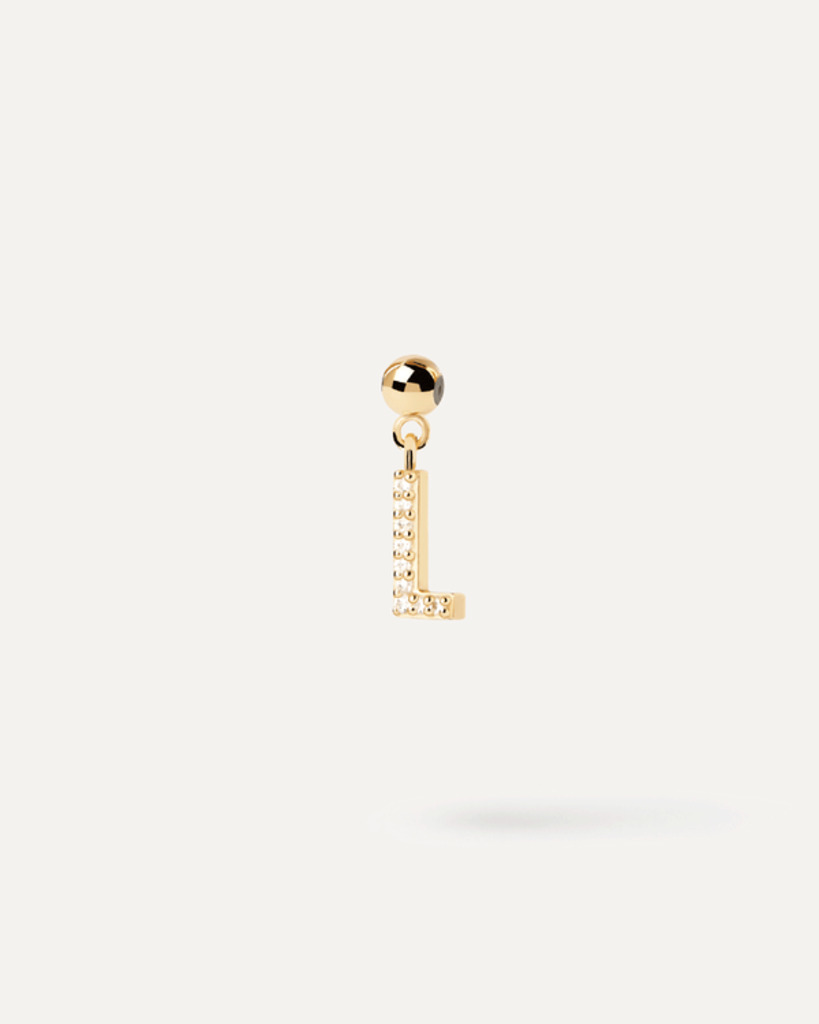 Charm Lettera L  - Argento placcato oro 18K - ch01-061-u Charm Lettera L  - Argento placcato oro 18K - ch01-061-u