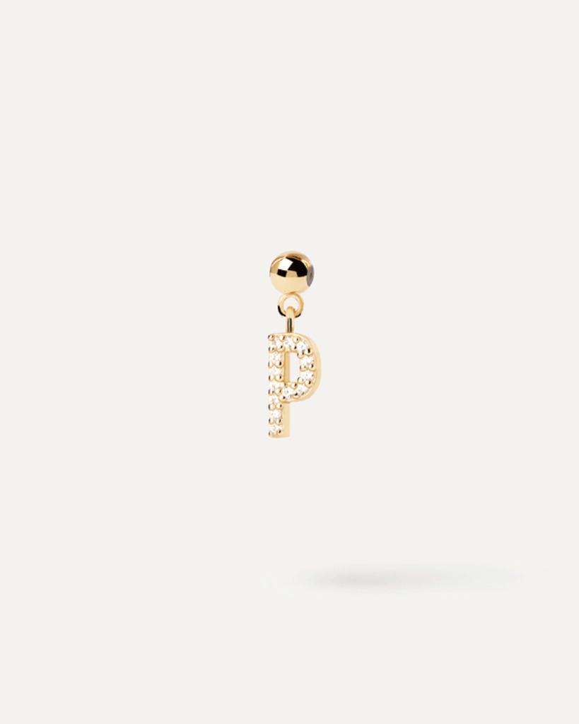Charm Lettera P  - Argento placcato oro 18K - ch01-065-u Charm Lettera P  - Argento placcato oro 18K - ch01-065-u