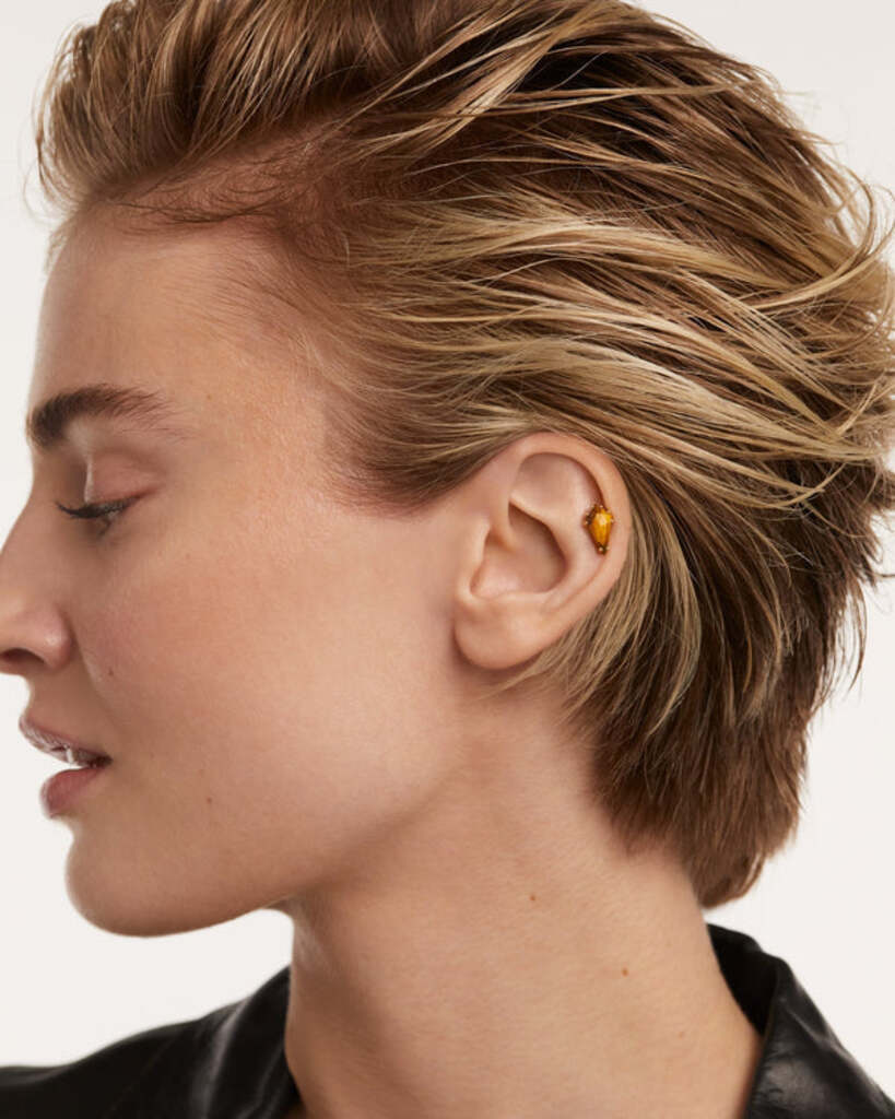 Orecchino Singolo Akiro Occhio Di Tigre  - Argento placcato oro 18K / Gemme - pg01-677-u