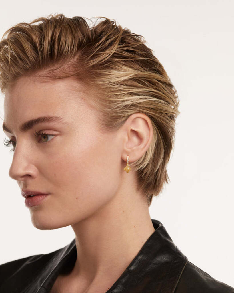 Orecchino Singolo Fuji Quarzo Rutilato  - Argento placcato oro 18K / Gemme - pg01-684-u