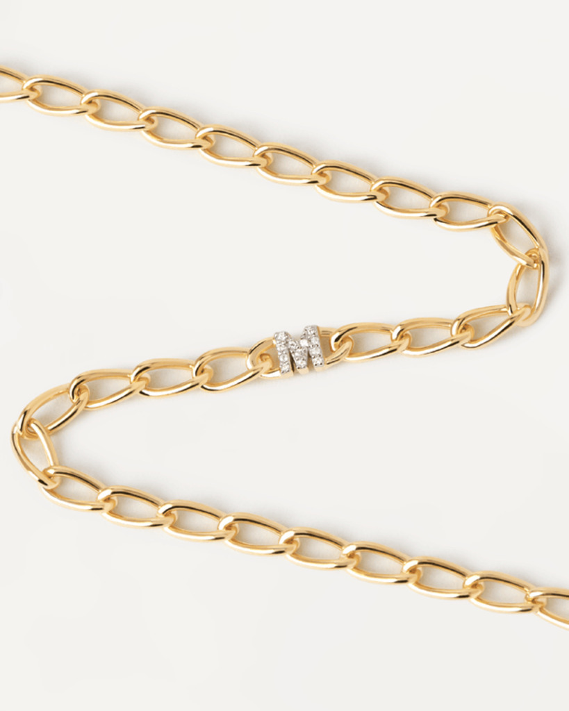 Bracciale A Catena Lettera M  - Argento placcato oro 18K - pu01-550-u