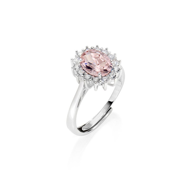 Anello in AG925 con morganite e zirconi bianchi - anldgbbmo3