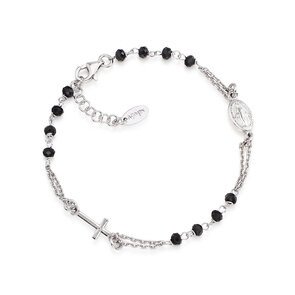 Bracciale Rosario AG925 cristalli neri - Rodio - brobn3