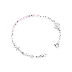 Bracciale Rosario Junior AG925 cristalli rosa - Rodio - brojrr