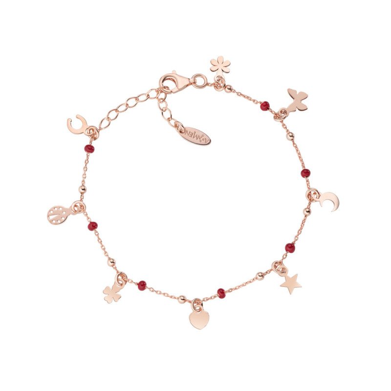 Bracciale in AG925 e smalto rosso - Rosè - (Lungh. 16+3cm) - brsmforr