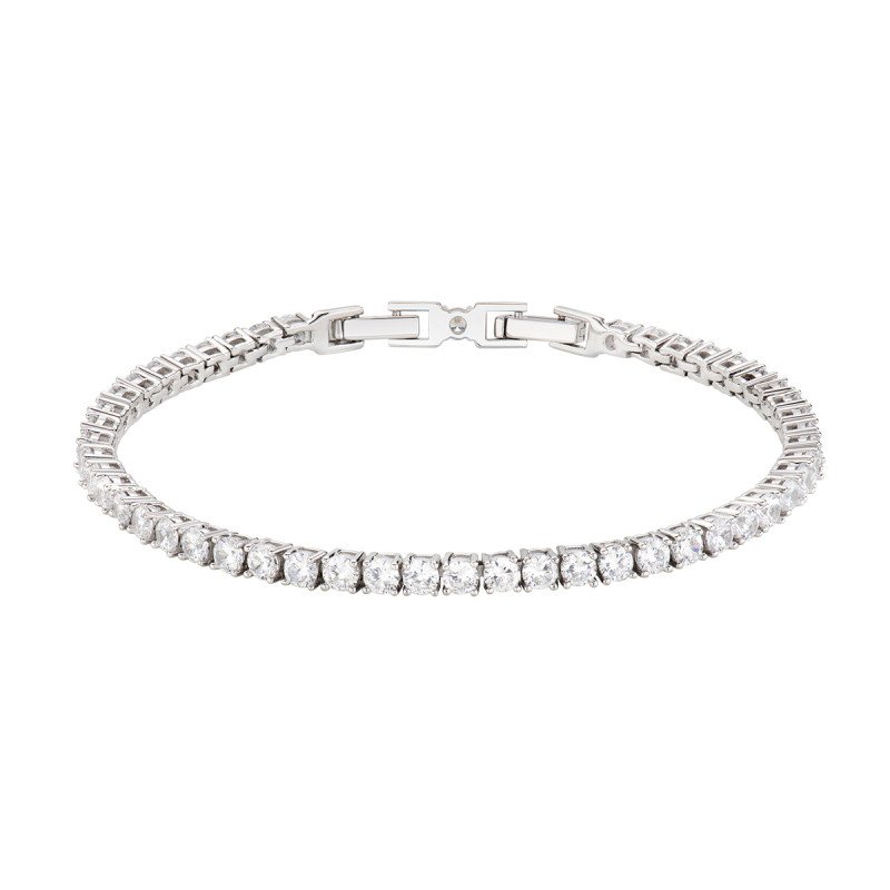 Bracciale in AG925 e zirconi bianchi - Rodio - (Lungh. 16 + 2 cm - Ø 0,3 cm) - brtnbb30