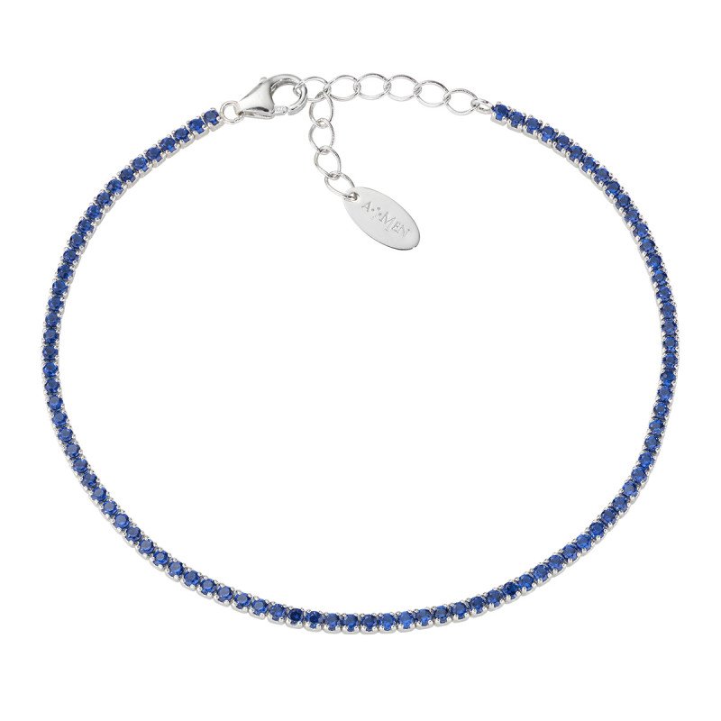 Bracciale in argento 925 Rodio con zirconi blu - bt1bbl17