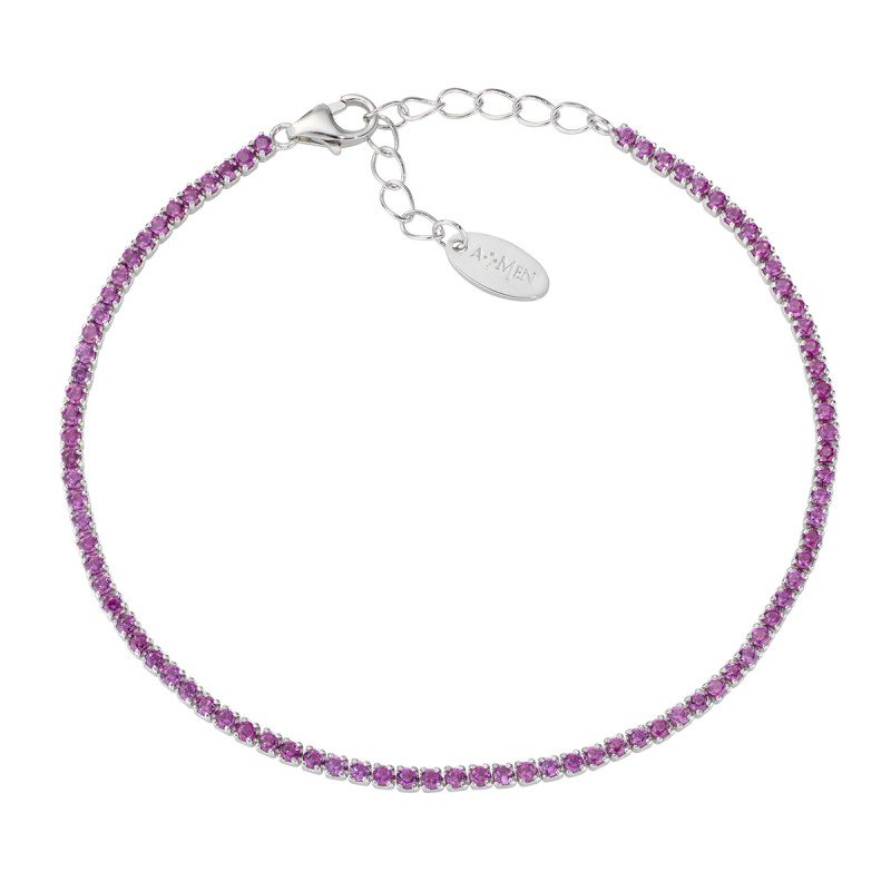 Bracciale in argento 925  Rodio con zirconi rubino - bt1br17