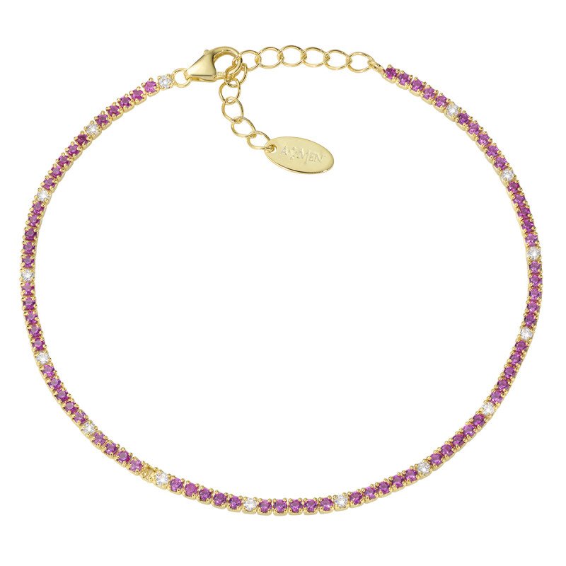 Bracciale tennis mania dorato con zirconi rossi e bianchi - bt1grb17