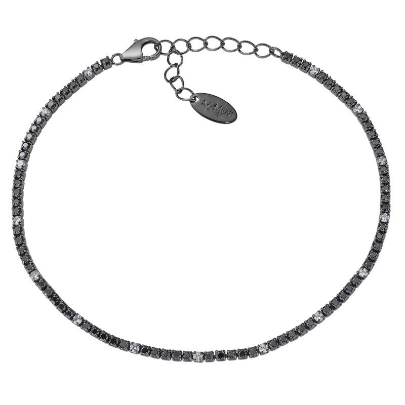 Bracciale tennis mania rutenio con zirconi neri e bianchi - bt1nnb17 Bracciale tennis mania rutenio con zirconi neri e bianchi - bt1nnb17