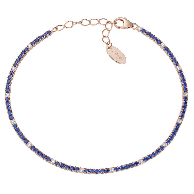 Bracciale tennis mania rosè  con zirconi blu e bianchi - bt1rblb17 Bracciale tennis mania rosè  con zirconi blu e bianchi - bt1rblb17
