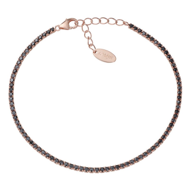 Bracciale in argento 925 con zirconi neri  Rosé - bt1rn17 Bracciale in argento 925 con zirconi neri  Rosé - bt1rn17