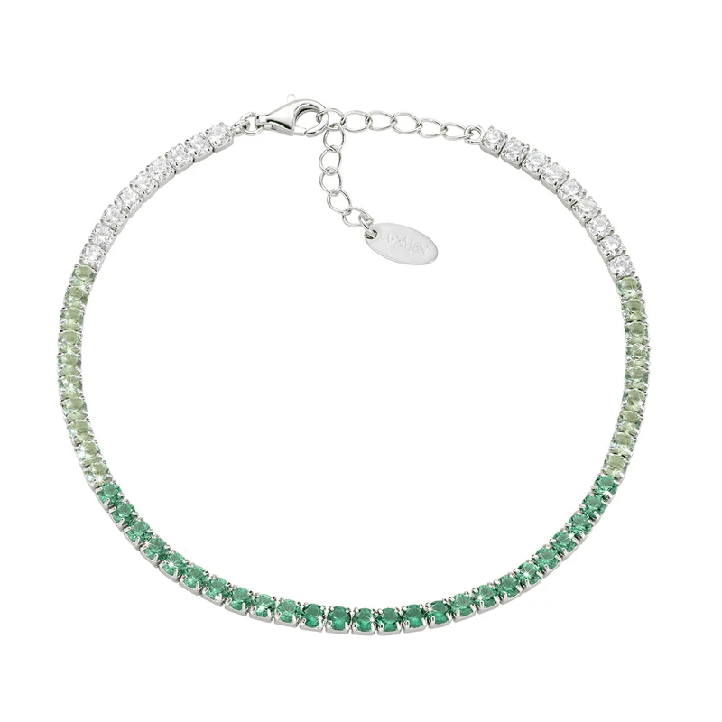 Bracciale Tennis Degradé Verde con Zirconi 2,5 mm - bt25debve17 Bracciale Tennis Degradé Verde con Zirconi 2,5 mm - bt25debve17