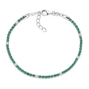 Bracciale in AG925 zirconi bianchi e verdi - Rodio - (Lungh. 16 + 3 cm) - bt7bbve16