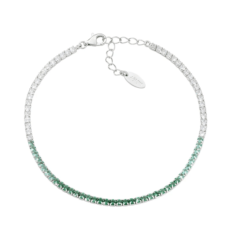 Bracciale Tennis Degradé Verde con Zirconi - btdebve16 Bracciale Tennis Degradé Verde con Zirconi - btdebve16