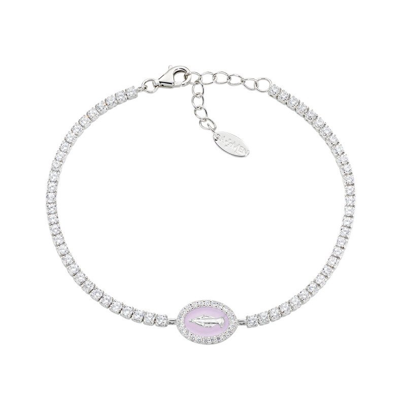 Bracciale Tennis con Miracolosa e Smalto Rosa Perla - btmismbroz16 Bracciale Tennis con Miracolosa e Smalto Rosa Perla - btmismbroz16