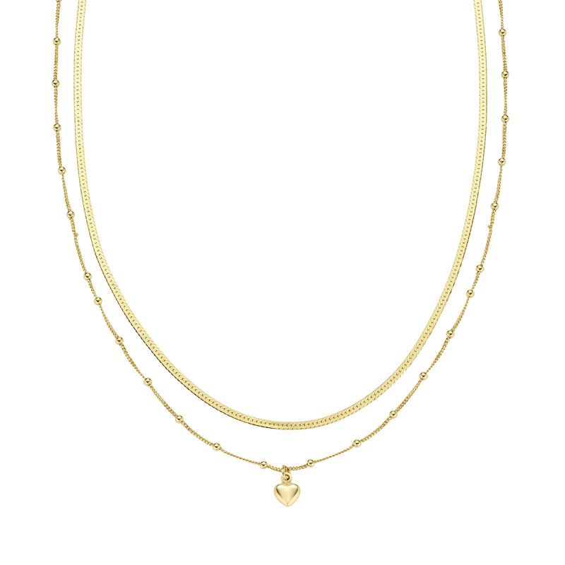 Collana Doppia Catena con Cuore - cl2picug Collana Doppia Catena con Cuore - cl2picug