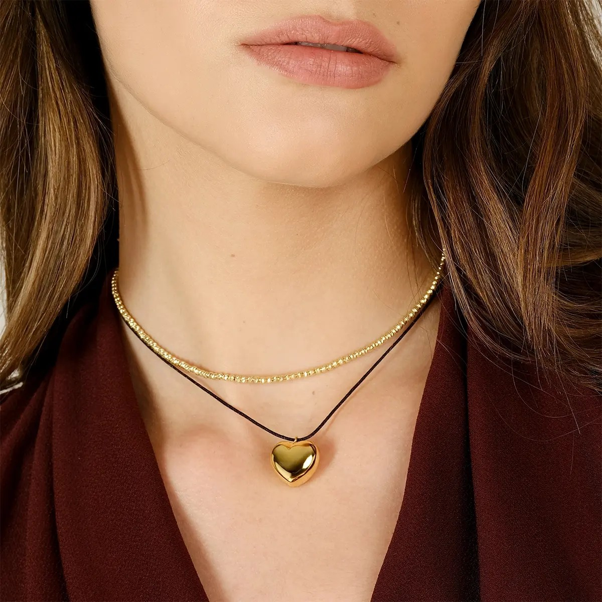 Collana Mio Cuore Dorata con Cordino Nero - clcocubong3 Collana Mio Cuore Dorata con Cordino Nero - clcocubong3