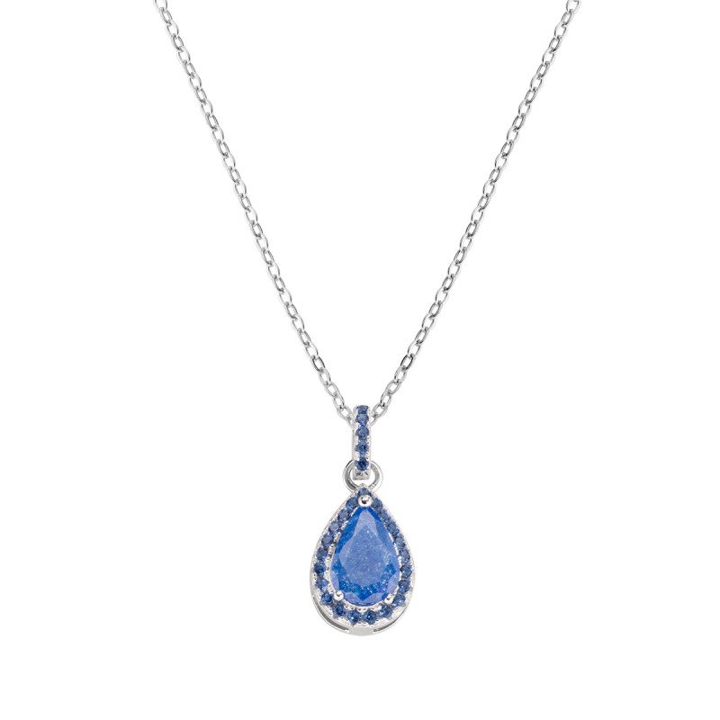 Collana in AG925 creek stone blu e zirconi blu - Rodio - clcrgbblblz