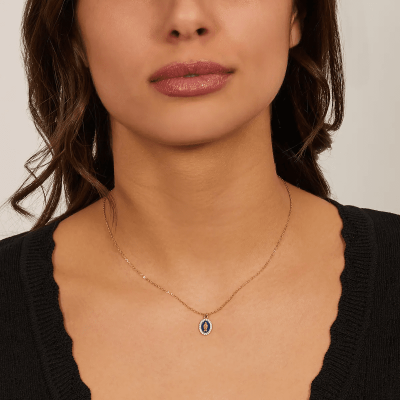 Collana mini Medaglia Miracolosa smaltata Blu - clmismgbl Collana mini Medaglia Miracolosa smaltata Blu - clmismgbl