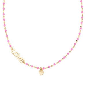 Collana in AG925 e smalto fucsia - Oro - (Lungh. 38+4cm) - clsmlogf1 Collana in AG925 e smalto fucsia - Oro - (Lungh. 38+4cm) - clsmlogf1