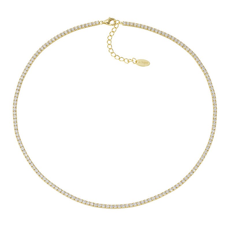 Collana tennis mania  dorata con zirconi bianchi - clt2gb Collana tennis mania  dorata con zirconi bianchi - clt2gb