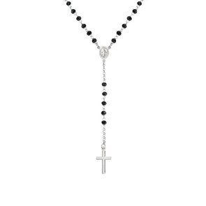 Rosario classico AG925 cristalli neri - Rodio - crobn4 Rosario classico AG925 cristalli neri - Rodio - crobn4