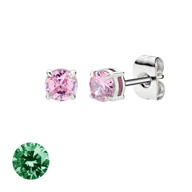 Orecchini in acciaio 316L con zirconi verde smeraldo - doacor3b07