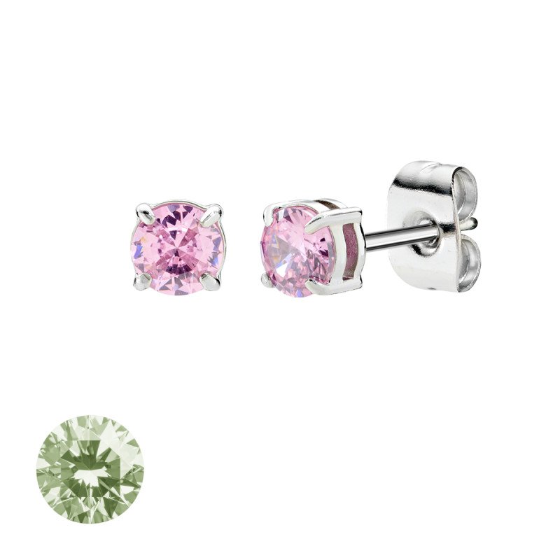 Orecchini in acciaio 316L con zirconi verde lime - doacor3b09