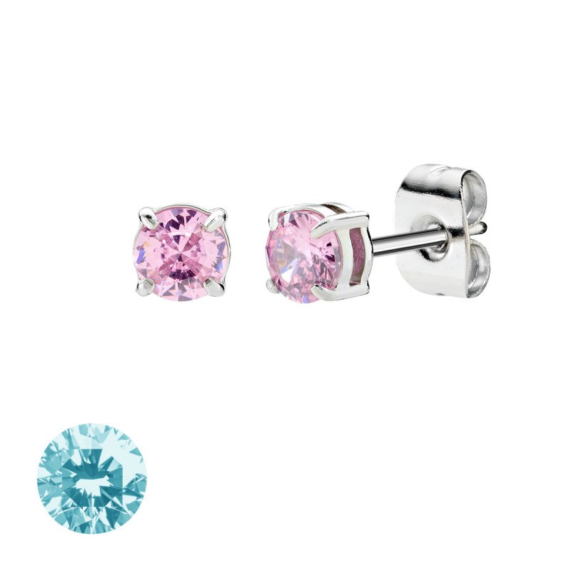 Orecchini in acciaio 316L con zirconi verde acqua - doacor3b11