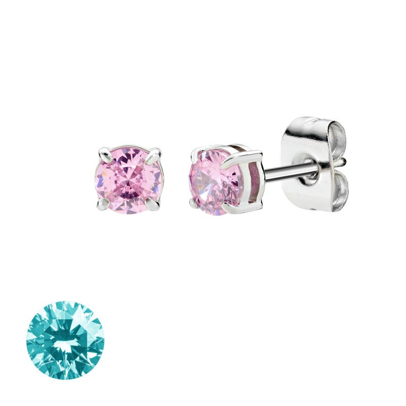 Orecchini in acciaio 316L con zirconi turchesi - doacor3b12