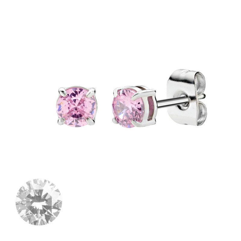 Orecchini in acciaio 316L con zirconi bianchi - doacor3b17