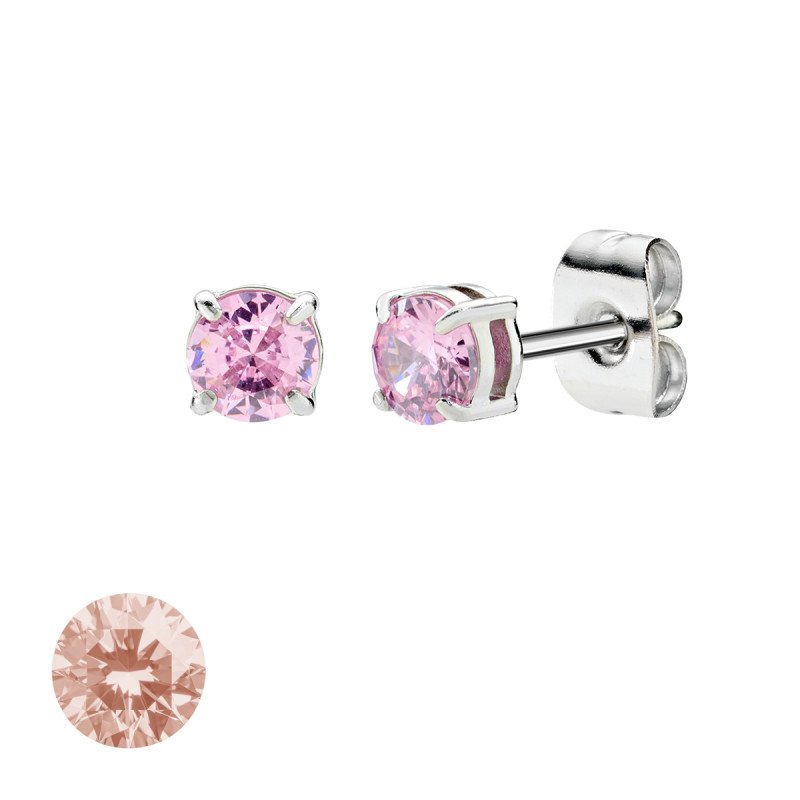 Orecchini in acciaio 316L con zirconi rosa pesca - doacor3b21