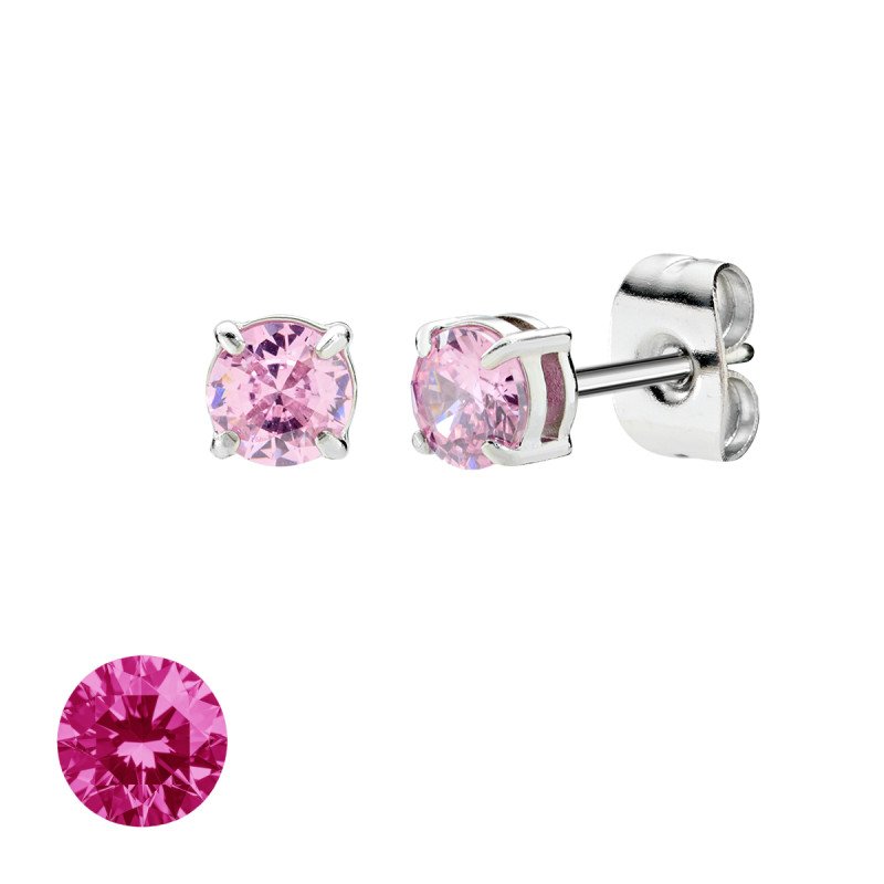 Orecchini in acciaio 316L con zirconi fucsia - doacor3b24